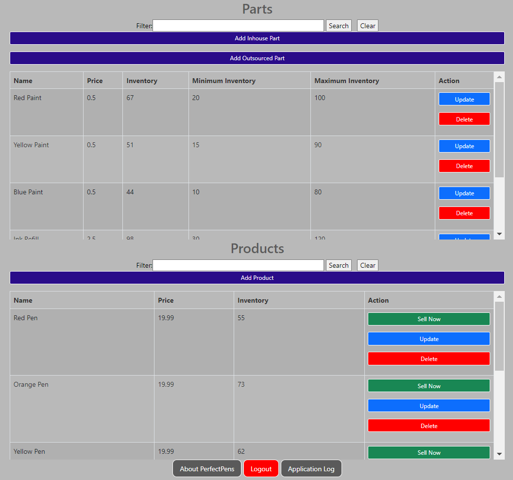 Inventory Management System Screenshot